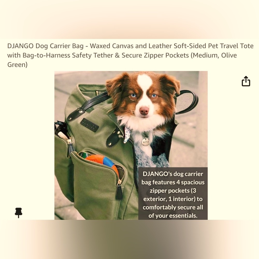 Luxury Bag waxed canvas/leather dog bag